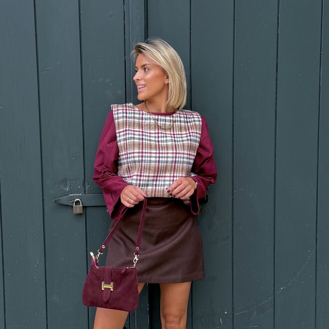 *Jersey sleek shoulder top bordeaux