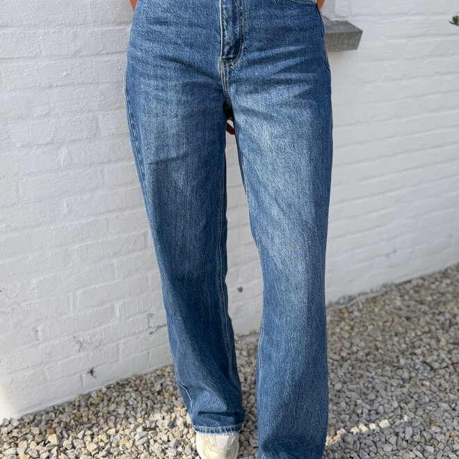 *Leather pocket jeans camel