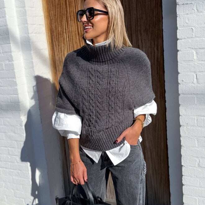 *Grey cable turtleneck