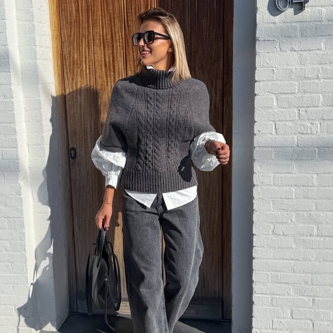 *Grey cable turtleneck