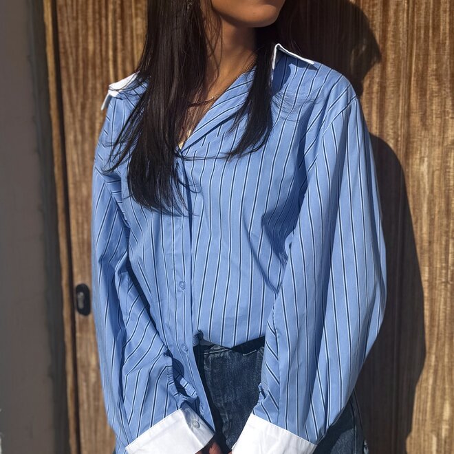 *Blue contrast blouse