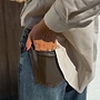 *Leather pocket jeans brown