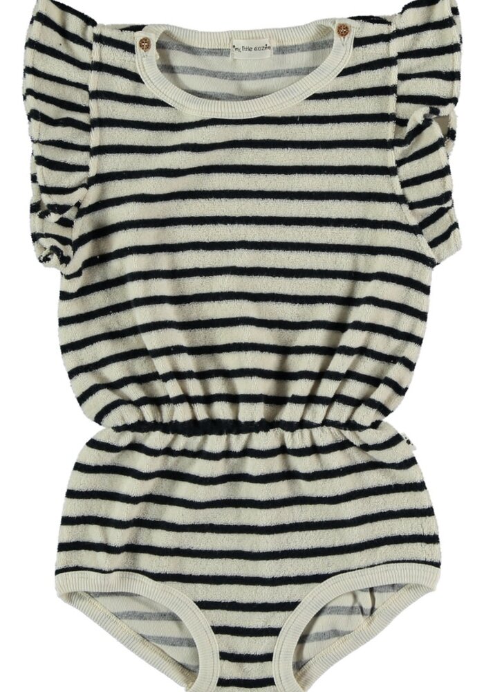 My Little Cozmo ORGANIC COTTON TOWELING ROMPER DARK BLUE