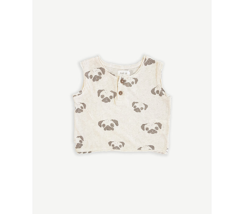 PlayUp Printed Jersey Sleeveless T-Shirt MUSHROOM