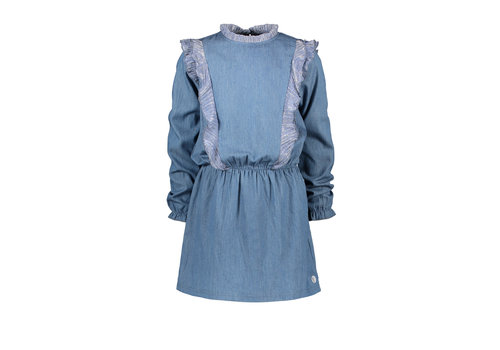 Moodstreet Moodstreet MT denim dress with ruffles Soft Blue