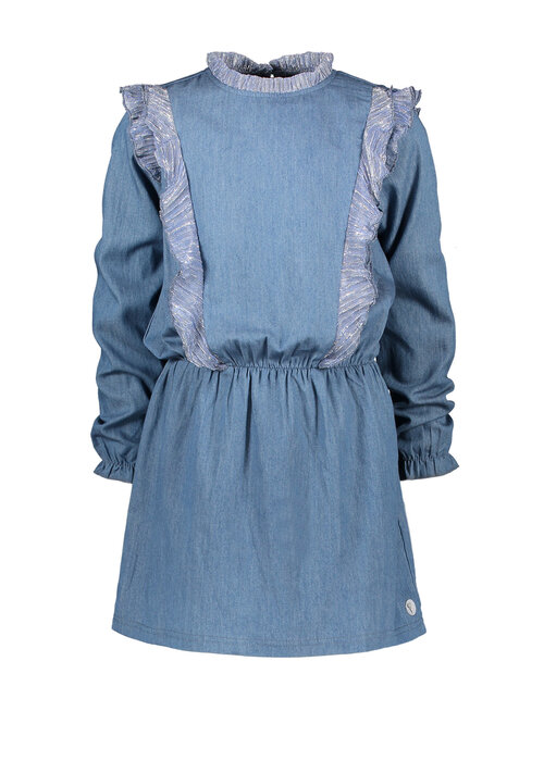 Moodstreet Moodstreet MT denim dress with ruffles Soft Blue