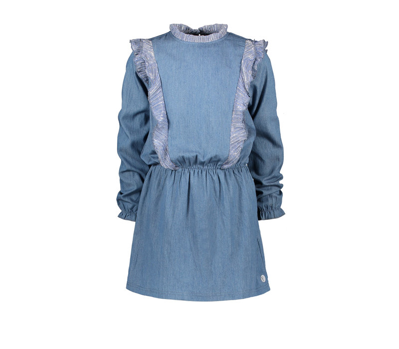 Moodstreet MT denim dress with ruffles Soft Blue