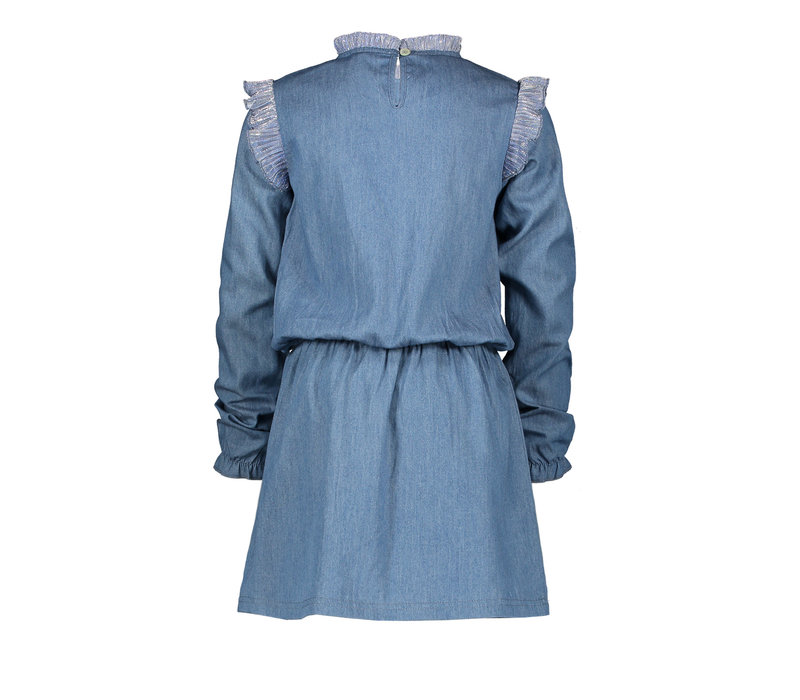 Moodstreet MT denim dress with ruffles Soft Blue