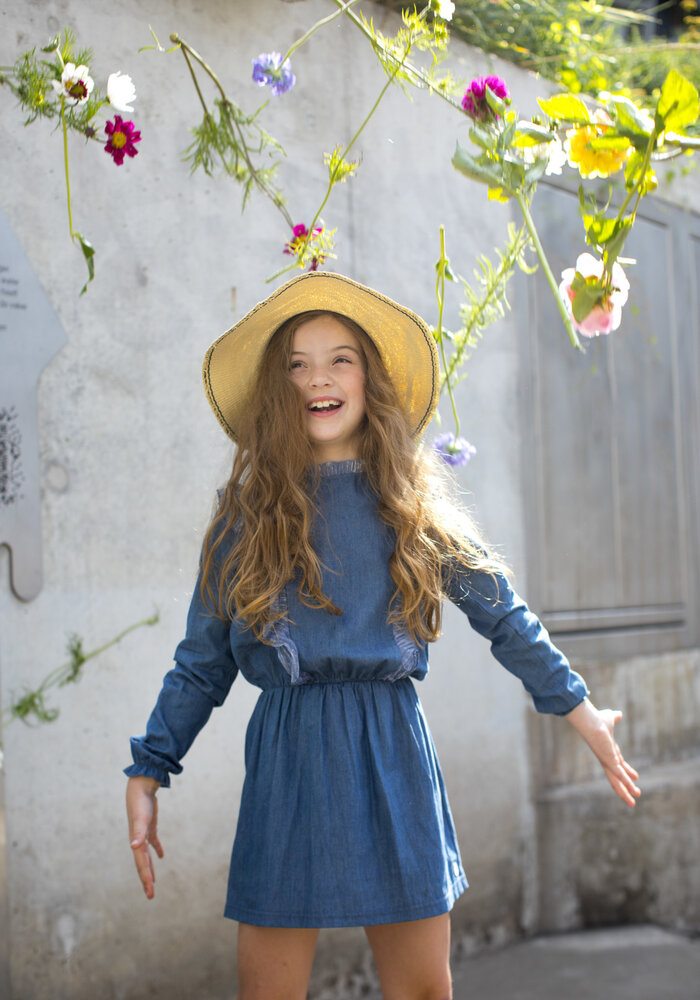 Moodstreet MT denim dress with ruffles Soft Blue