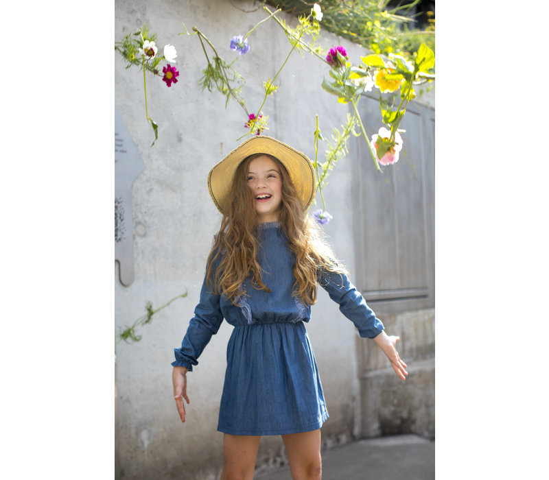 Moodstreet MT denim dress with ruffles Soft Blue