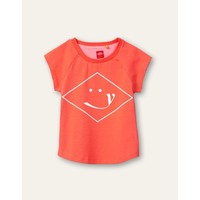 Oilily Tram T-shirt 15 solid jersey hot coral artwork Orange  Wieber smile