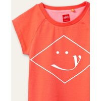 Oilily Tram T-shirt 15 solid jersey hot coral artwork Orange  Wieber smile