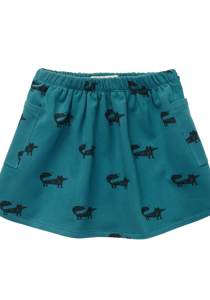 Sproet & Sprout Skirt Fox Print Pine Green