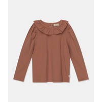 My Little Cozmo organic girls t-shirt frill collar Brown