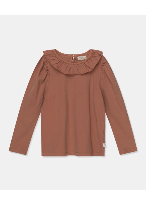 Cozmo My Little Cozmo organic girls t-shirt frill collar Brown
