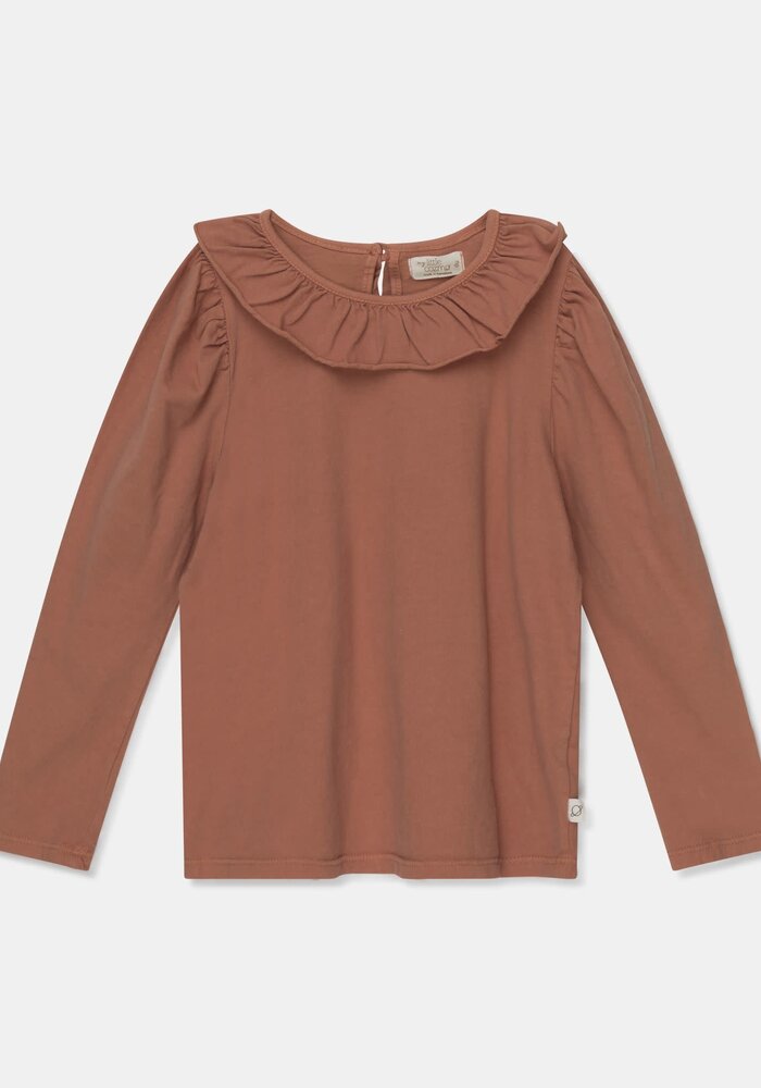 My Little Cozmo organic girls t-shirt frill collar Brown