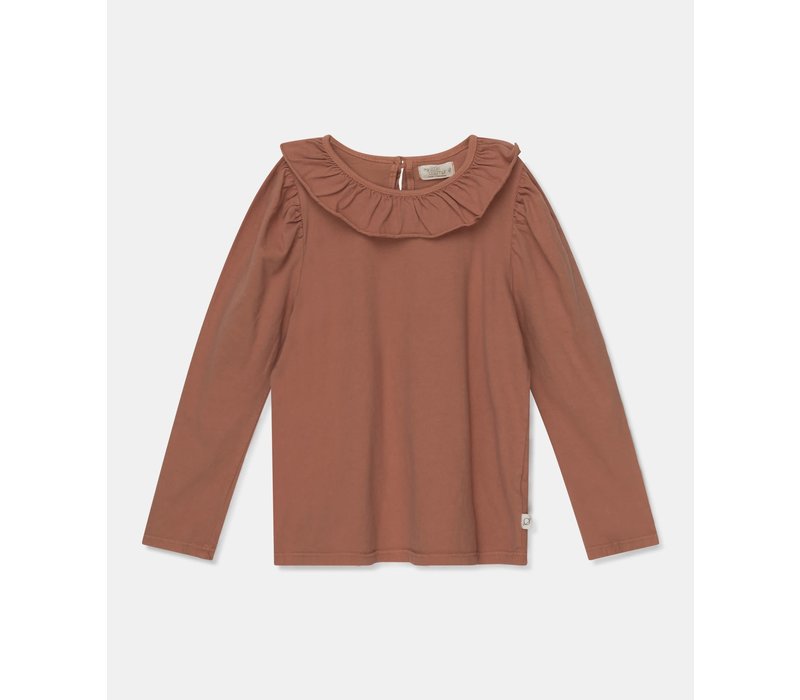 My Little Cozmo organic girls t-shirt frill collar Brown