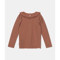 My Little Cozmo organic girls t-shirt frill collar Brown