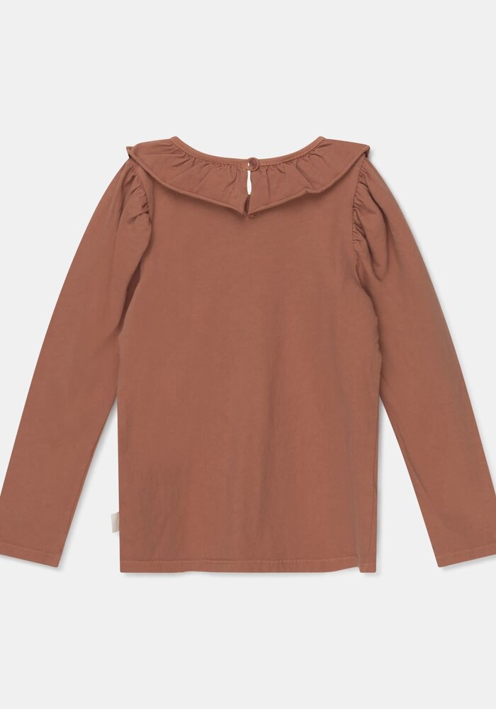 My Little Cozmo organic girls t-shirt frill collar Brown