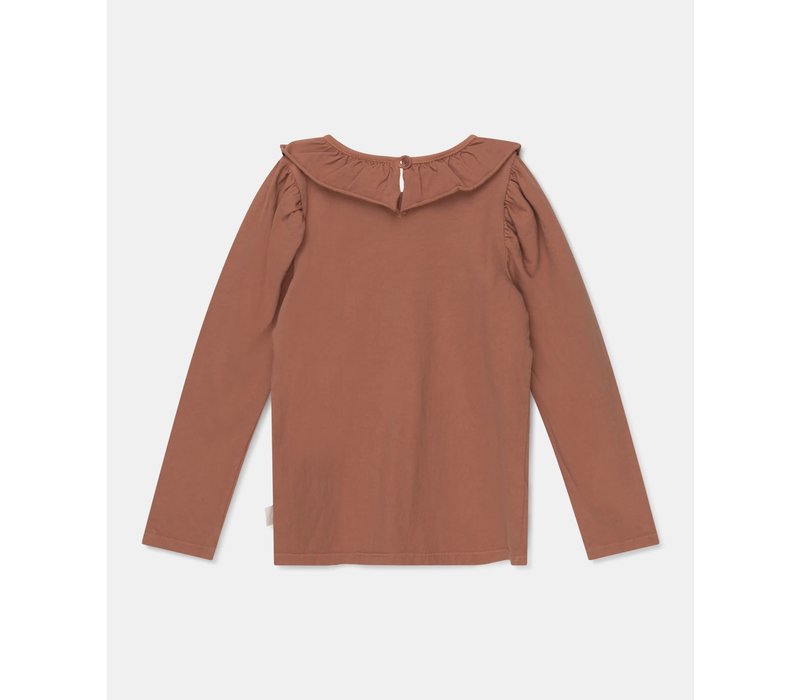 My Little Cozmo organic girls t-shirt frill collar Brown