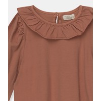 My Little Cozmo organic girls t-shirt frill collar Brown