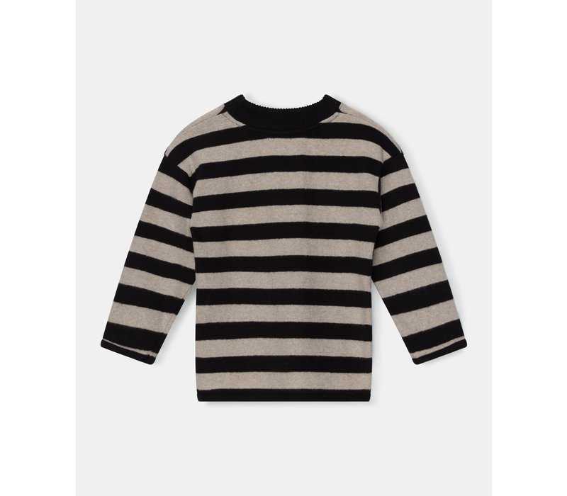 My Little Cozmo striped kids sweater recycled Beige Black
