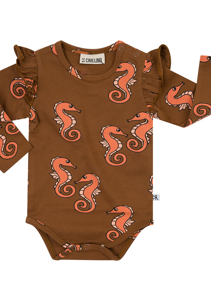 CarlijnQ Seahorse - ruffled bodysuit long sleeve