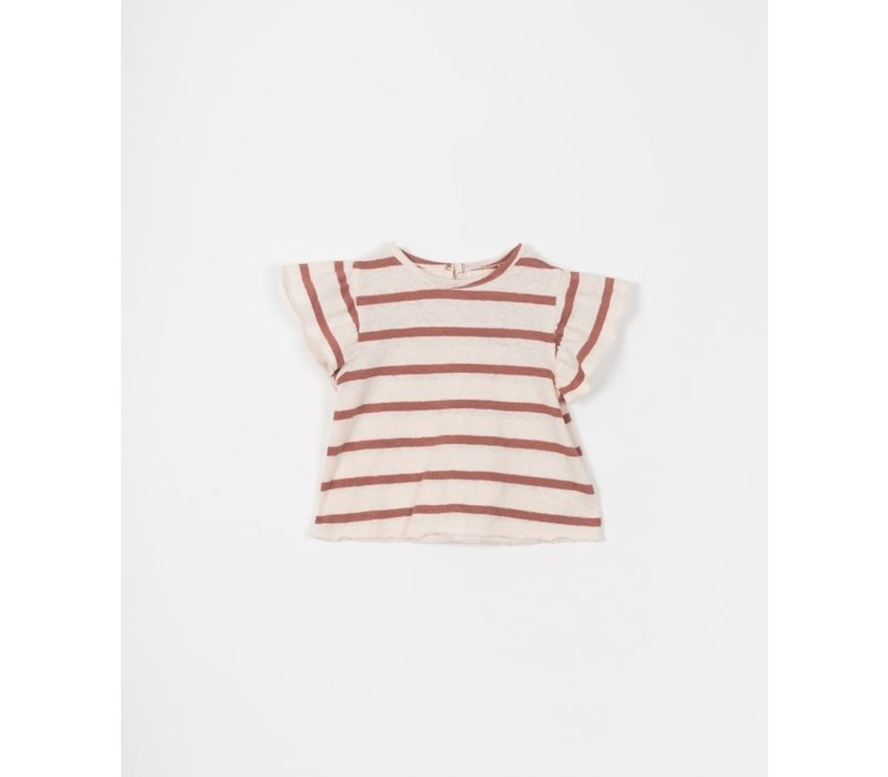 PlayUp Striped Jersey T-Shirt RED CLAY