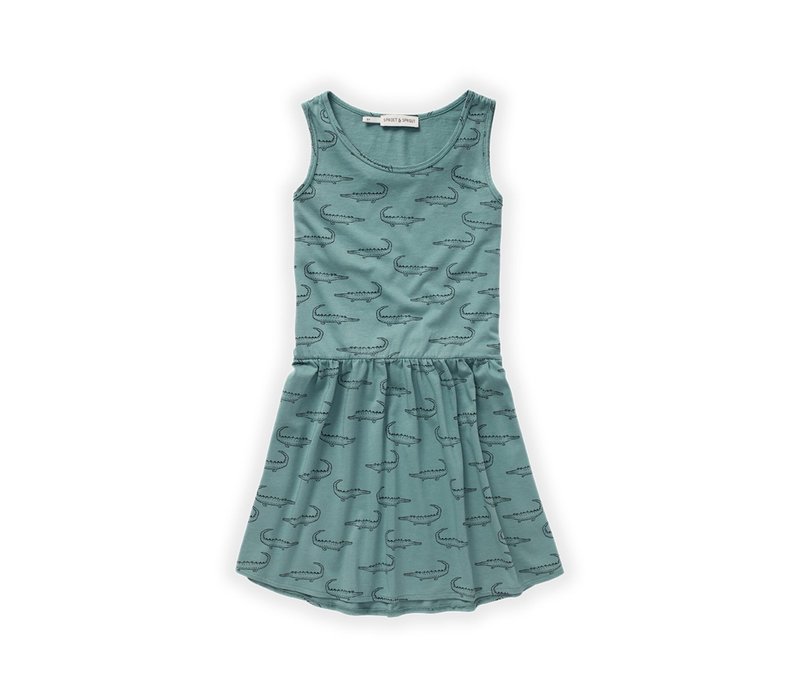 Sproet & Sprout Sleeveless dress print croco Light petrol