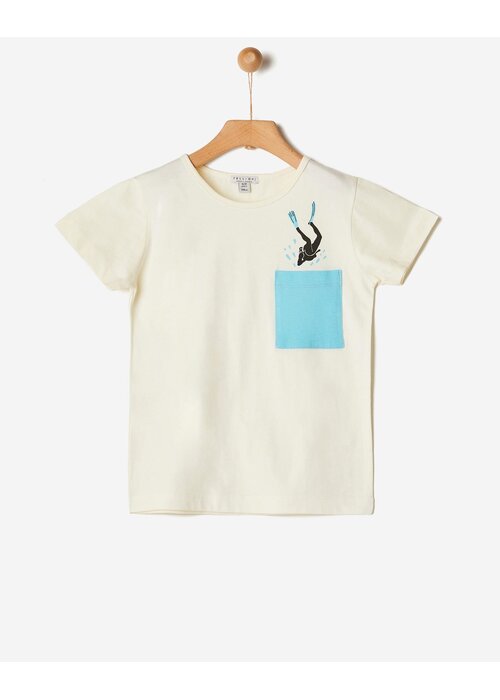 Yell-Oh Yell-Oh T-SHIRT MILK WITH DIVER PRINT