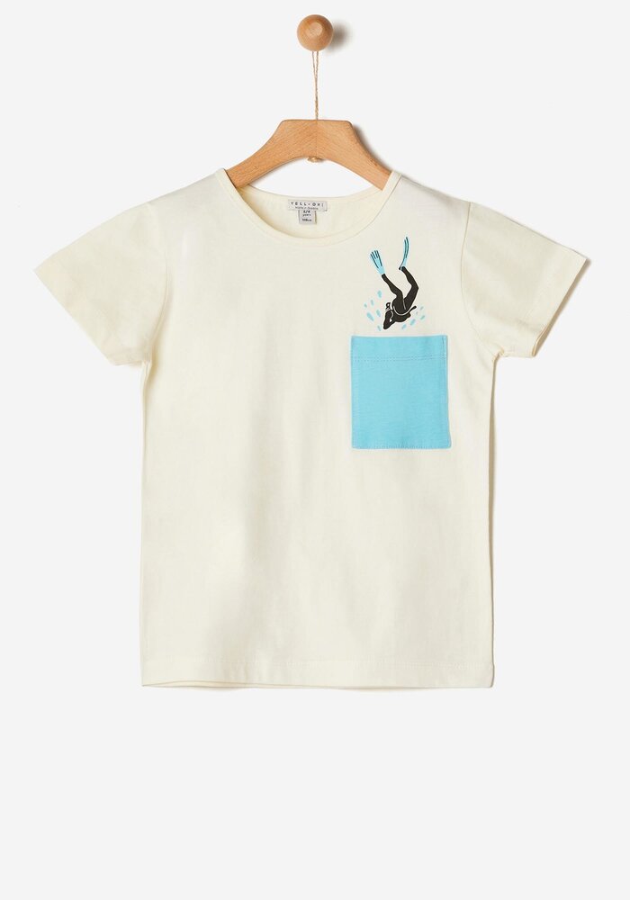 Yell-Oh T-SHIRT MILK WITH DIVER PRINT