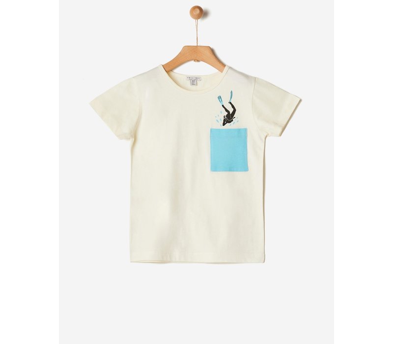 Yell-Oh T-SHIRT MILK WITH DIVER PRINT