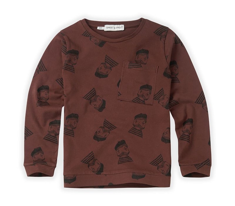 Sproet & Sprout T-shirt Pierrot AOP Chocolate