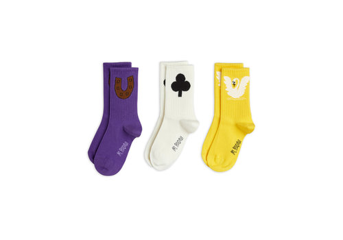 Mini Rodini Mini Rodini Horseshoe 3-pack socks Purple