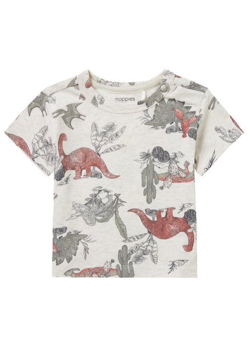 Noppies Noppies Boys Tee Mendota short sleeve all over print RAS1202 Oatmeal