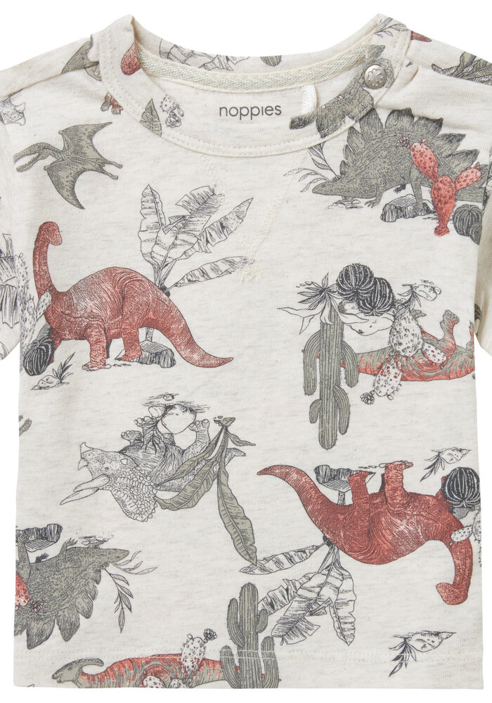Noppies Boys Tee Mendota short sleeve all over print RAS1202 Oatmeal