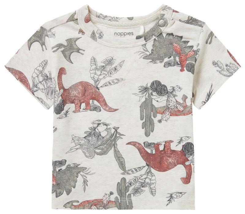 Noppies Boys Tee Mendota short sleeve all over print RAS1202 Oatmeal