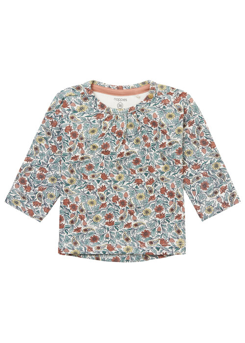 Noppies Noppies Girls Tee Newberry long sleeve all over print Blue Surf