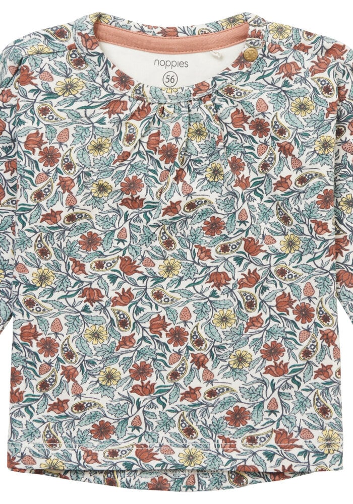 Noppies Girls Tee Newberry long sleeve all over print Blue Surf