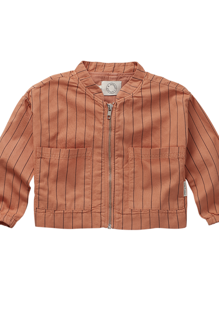 Sproet & Sprout Woven loose crop jacket stripe Café