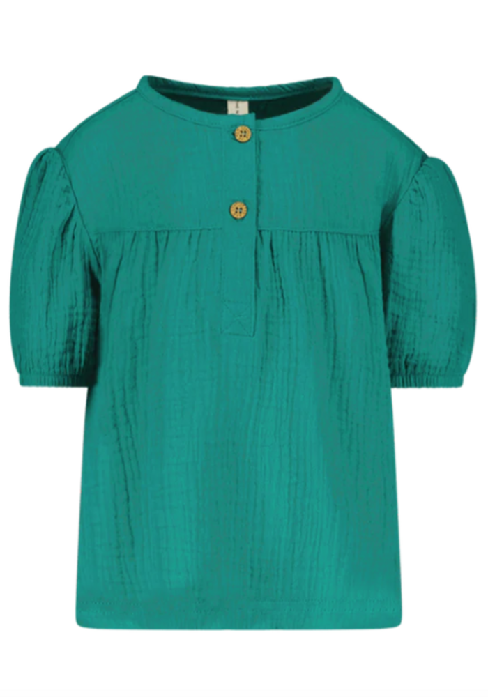The New Chapter Mousseline blouse with puffed sleeve Leaf green