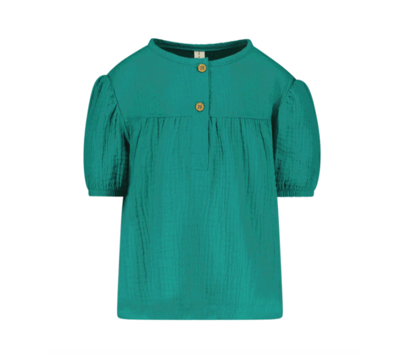 The New Chapter Mousseline blouse with puffed sleeve Leaf green