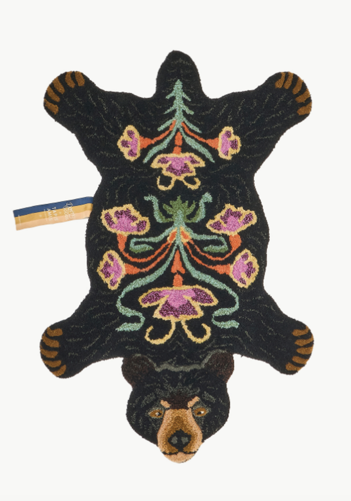 Doing Goods vloerkleed Blooming Zwarte Beer Klein