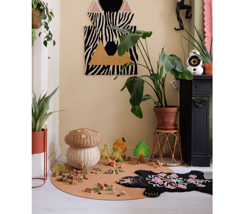 Doing Goods vloerkleed Blooming Zwarte Beer Klein