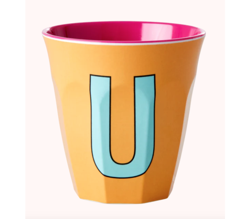 Rice beker melcu-alpui Letter U Abrikoos