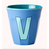 Rice beker melcu-alpvb Letter V Stoffig blauw