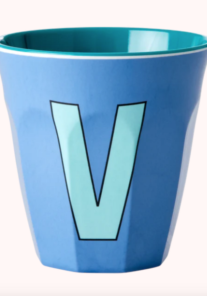 Rice beker melcu-alpvb Letter V Stoffig  blauw