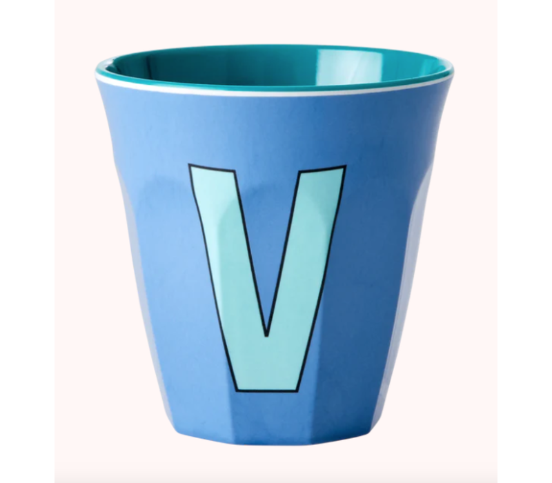 Rice beker melcu-alpvb Letter V Stoffig  blauw