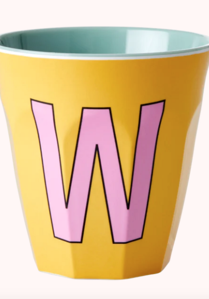 Rice beker melcu-alpwi Letter W Abrikoos