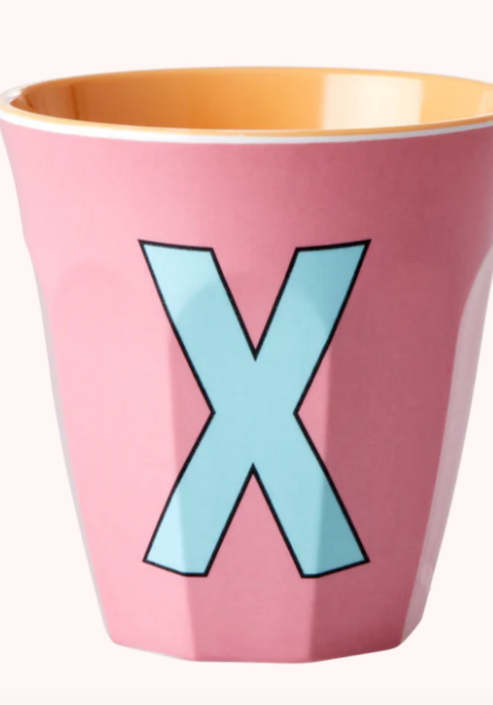 Rice beker melcu-alpxi Letter  X Zacht Roze